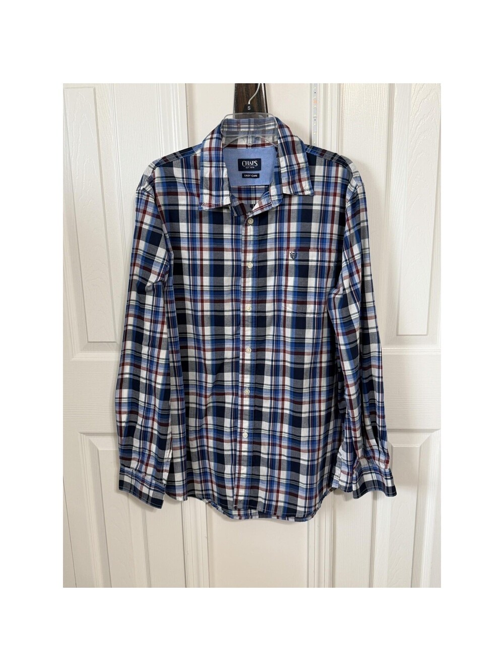 Chaps XL Plaid Long Sleeve Button-Up Shirt Easy Care